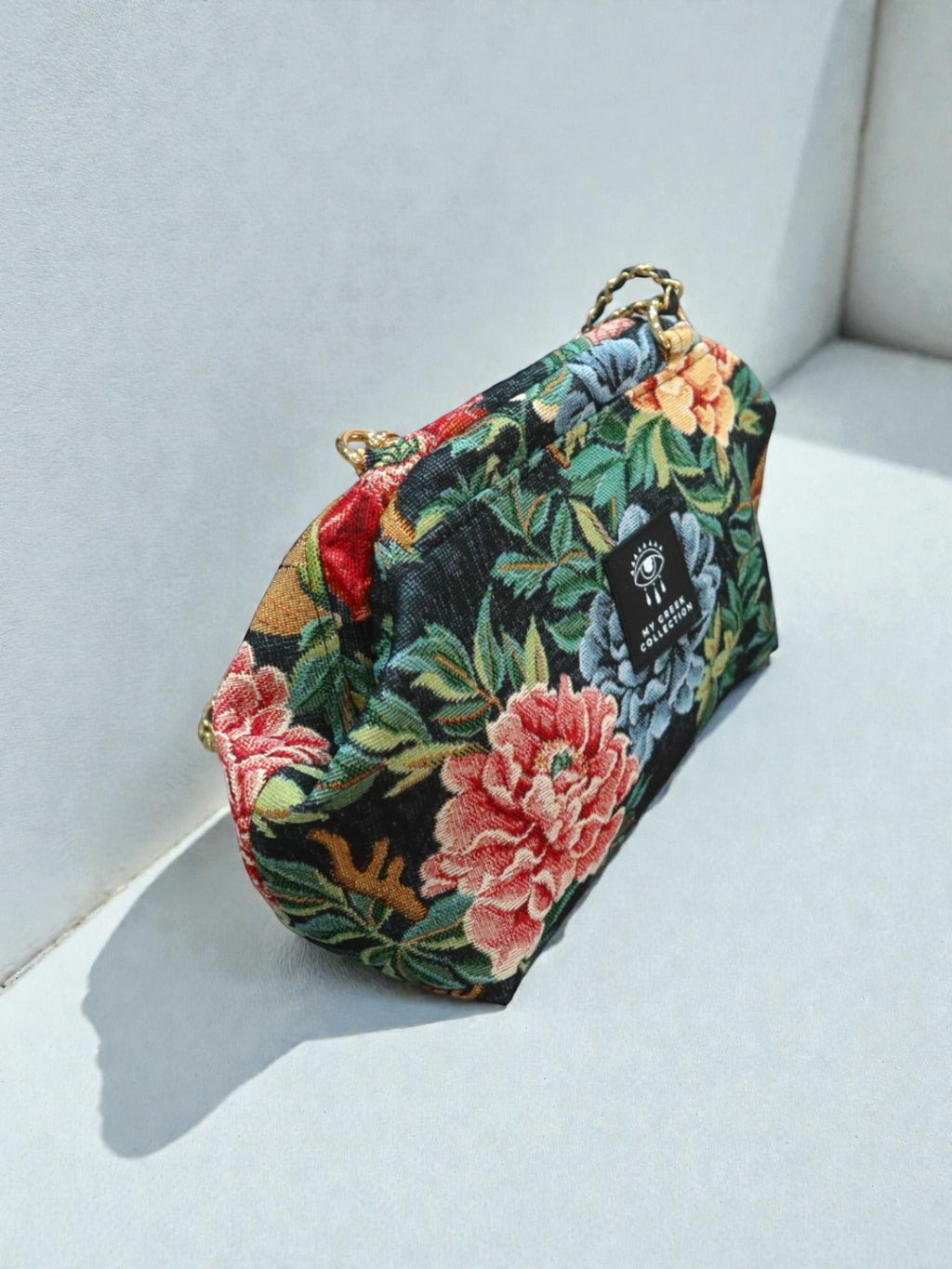 Thalia / Medium frame bag Green flowers