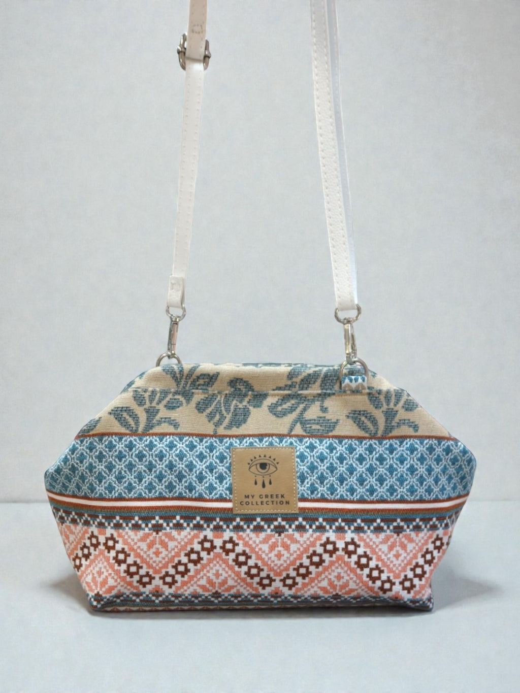 Thalia / Medium frame bag blue pink