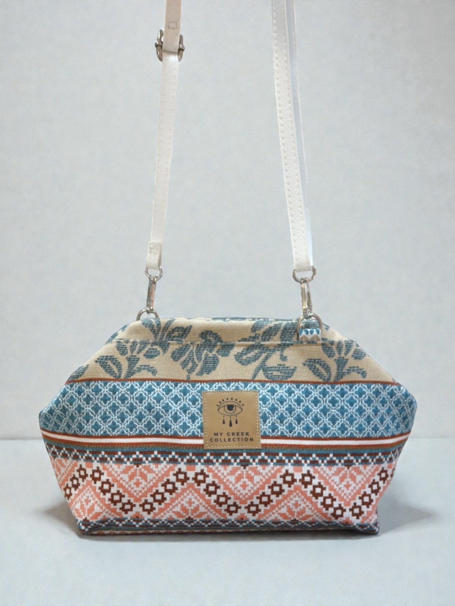 Thalia / Medium frame bag blue pink