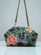 Thalia / Medium frame bag Green flowers