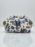 Thalia / Medium frame bag white blue designs