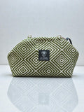 Thalia / Medium frame bag olive green diamond design