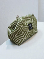 Thalia / Medium frame bag olive green diamond design