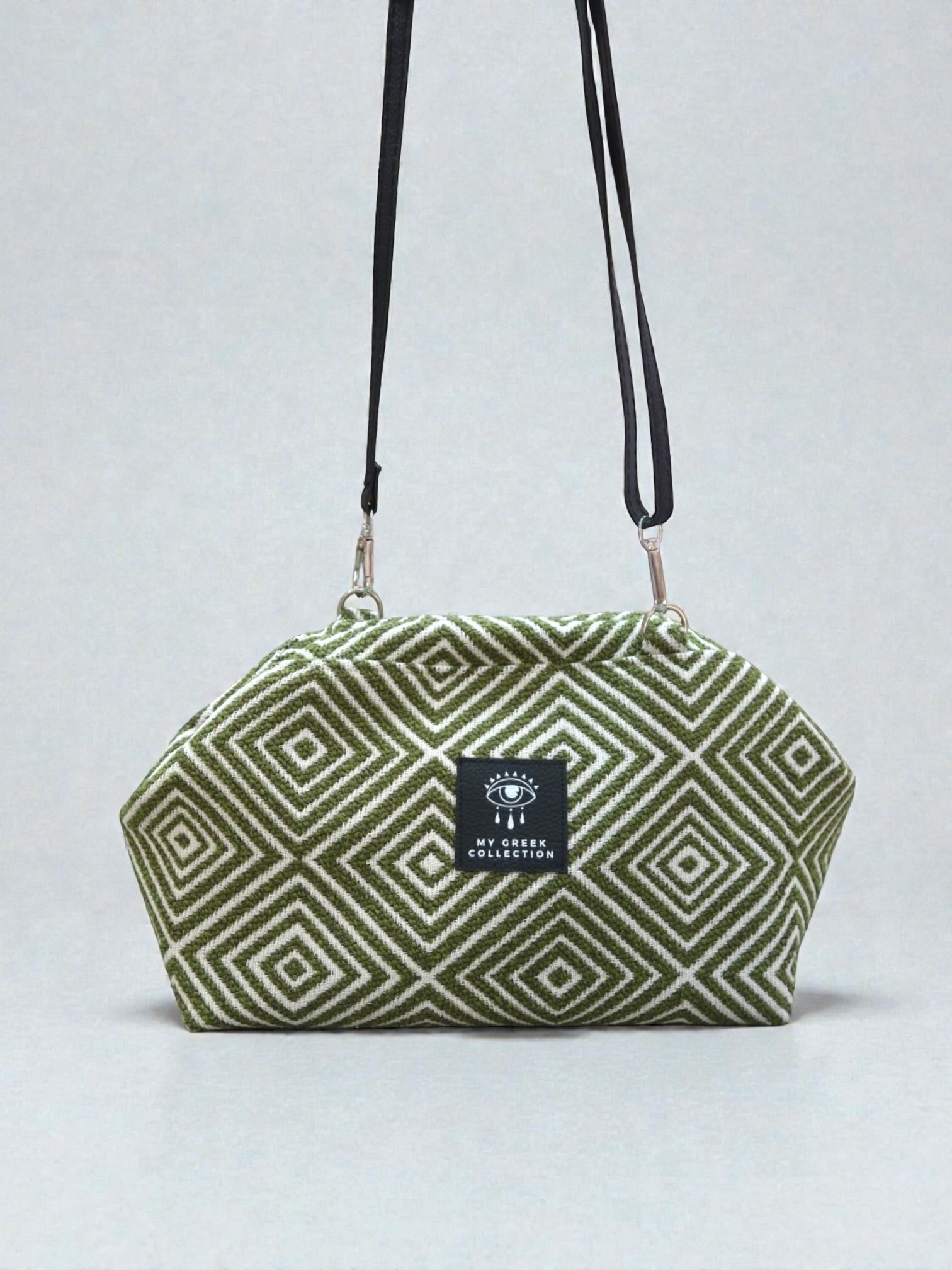Thalia / Medium frame bag olive green diamond design