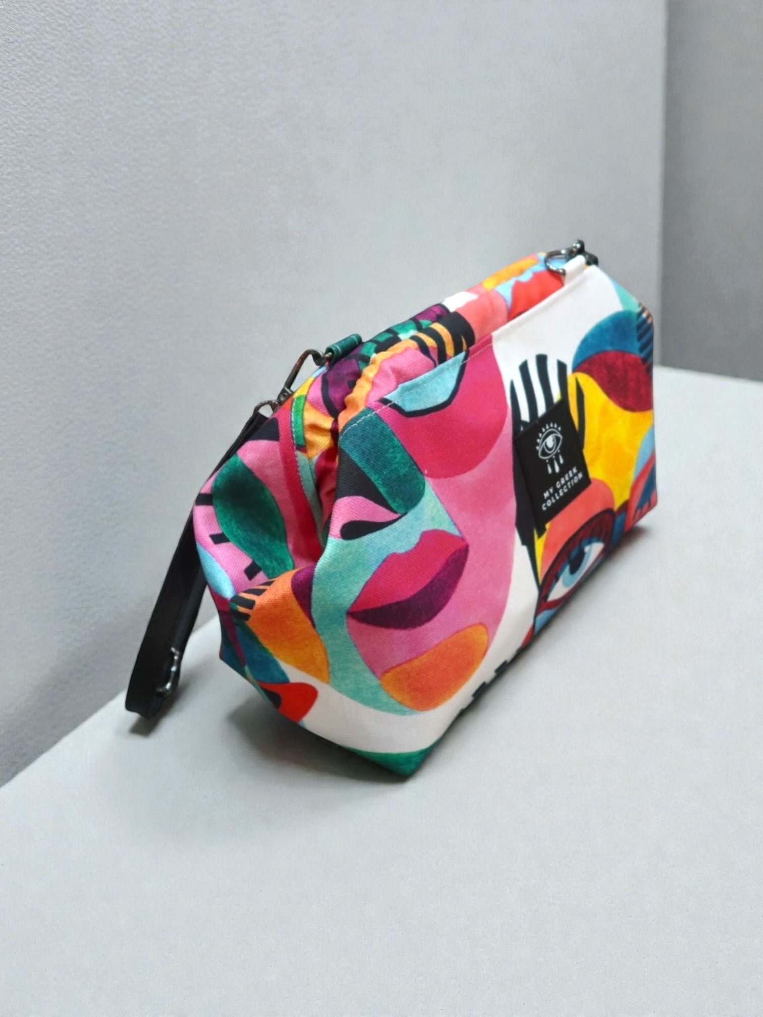 Thalia / Medium frame bag pink multicolor eye