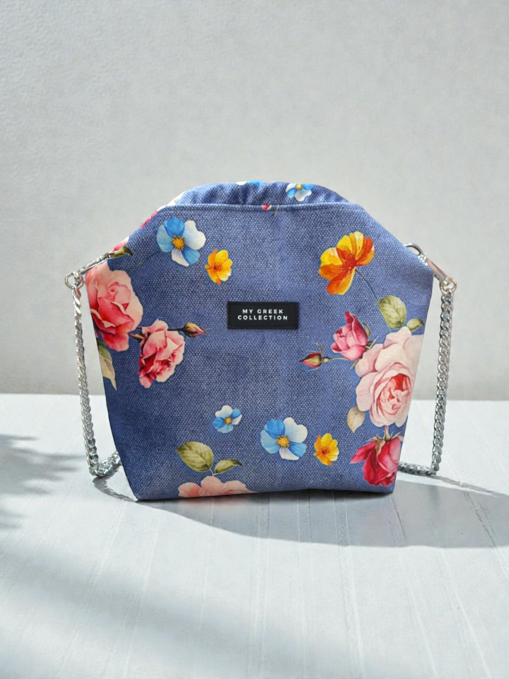 Fedra / small clutch flowers blue
