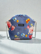 Fedra / small clutch flowers blue