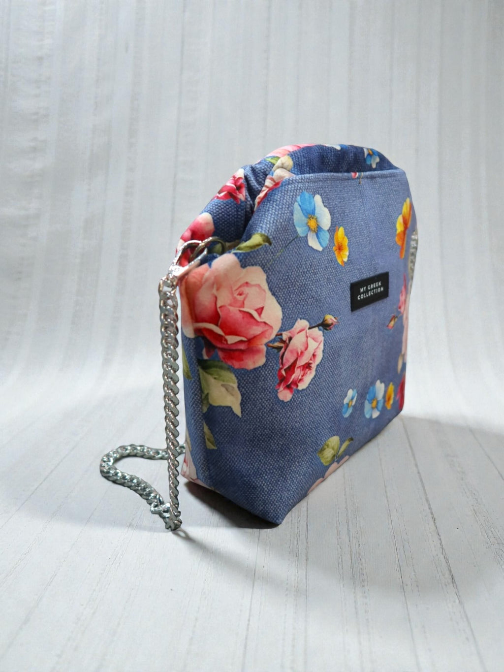 Fedra / small clutch flowers blue