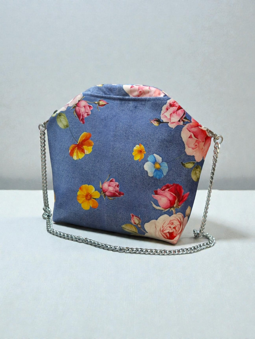 Fedra / small clutch flowers blue