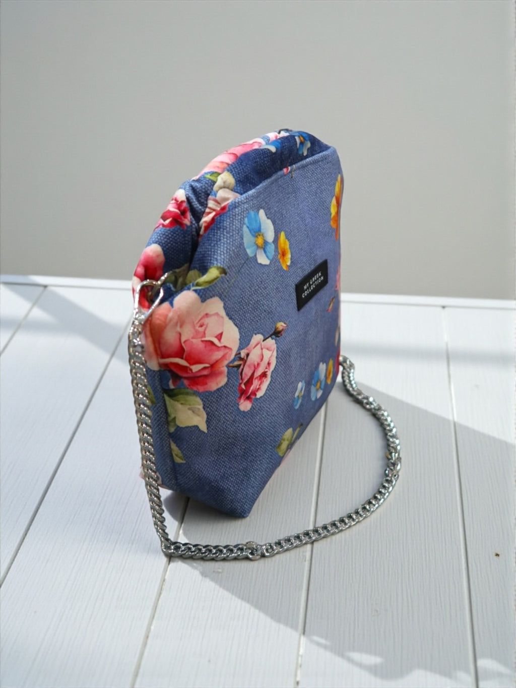 Fedra / small clutch flowers blue