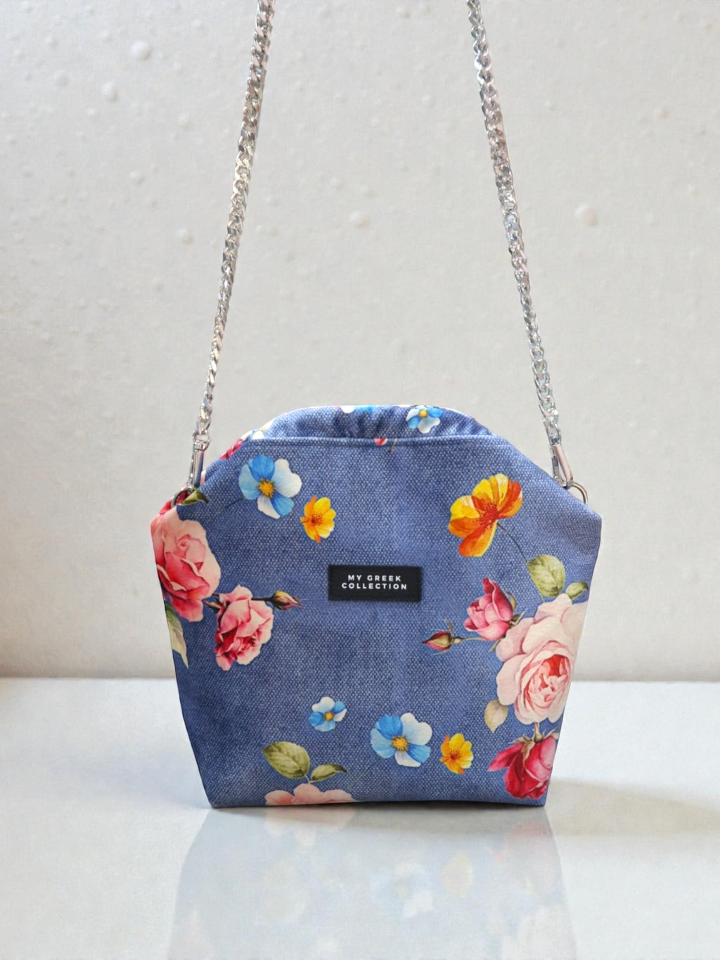 Fedra / small clutch flowers blue