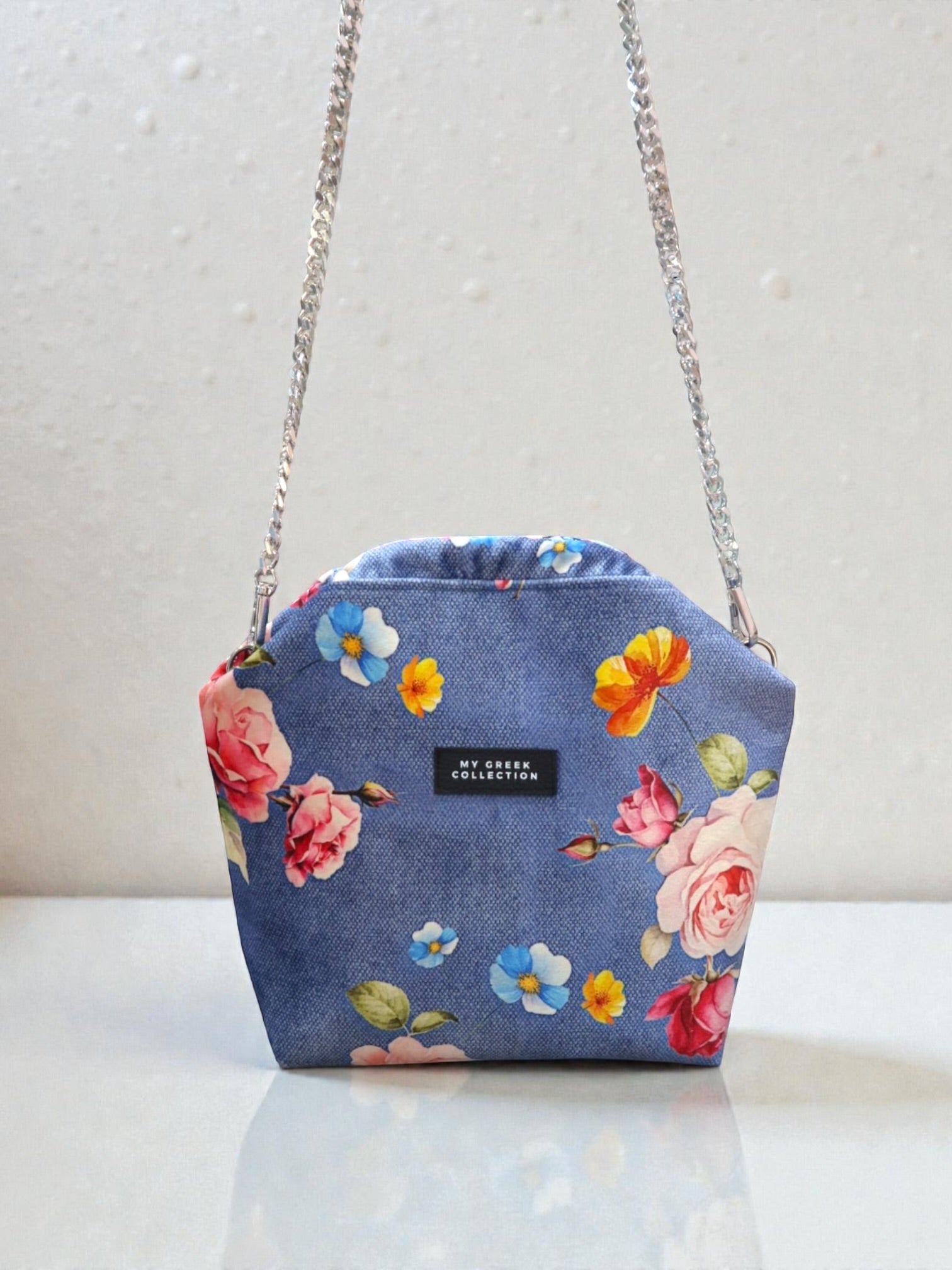 Fedra / small clutch flowers blue