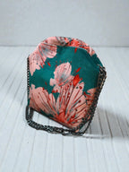 Fedra / small clutch green pink flowers