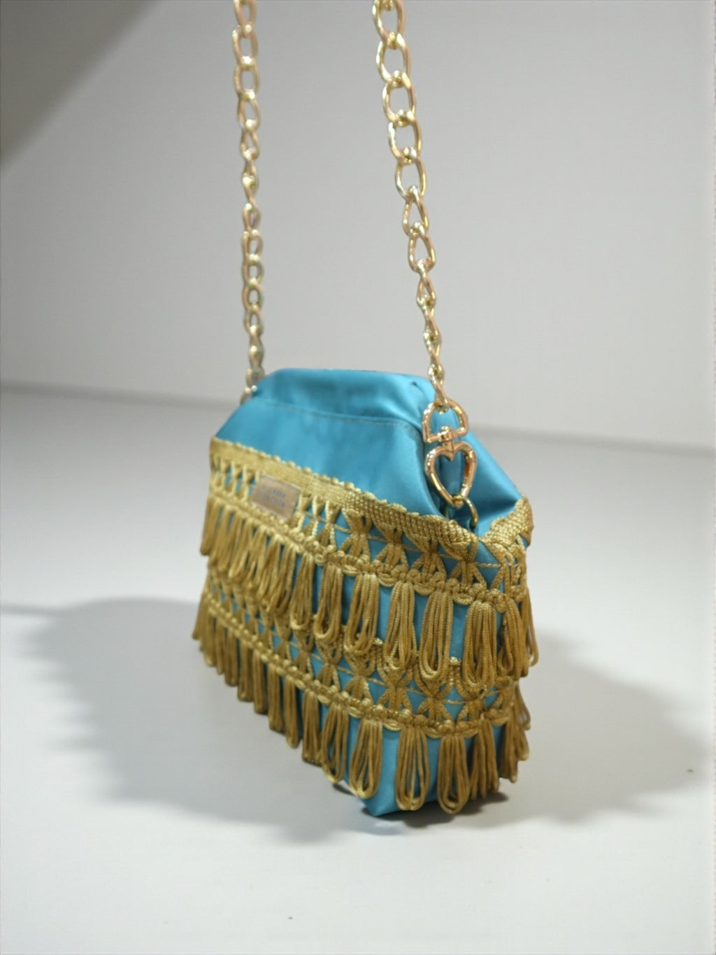 Fedra / small clutch aqua with fringes